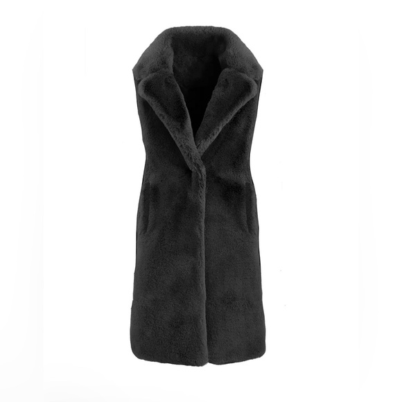 Black Soft Luxe Faux Fur Mid Vest XL NWT - Picture 4 of 4